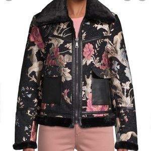 Bagatelle faux fur trim floral embroidered jacket